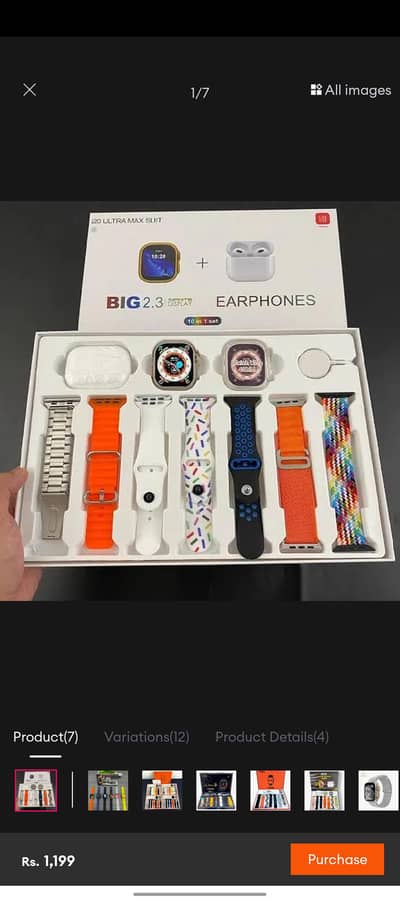 Big2.3 ultra apple Watch with 7 strips and 1 earbuds free