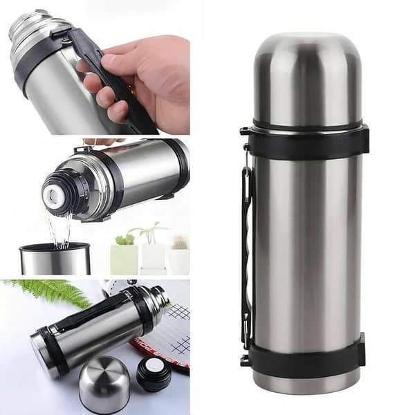 Stainless Steel Thermos Flask – 1200ml Thermos Bottle – Leakproof Vacuum Insulated Bottle – Keeps Hot & Cold 24H – Large Capacity Travel Water Flask – Premium Steel Thermal Bottle – Sports, Office & Outdoor Use – Harry’s Retail