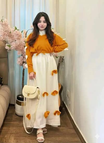 Cash on delivery 2 PC  women's chiffon Embroidered stitched maxi suit