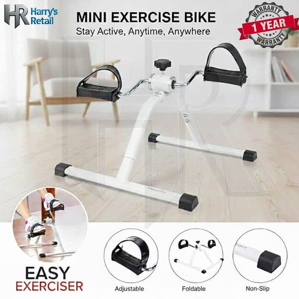 Mini Exercise Cycle – Pedal Exerciser –  Mini Exercise Bike Pedal Exerciser – Foldable Home Fitness Cycle | Adjustable Resistance Portable Exercise Bike | Arm & Leg Pedal Exerciser for Home, Office, Physiotherapy & Seniors