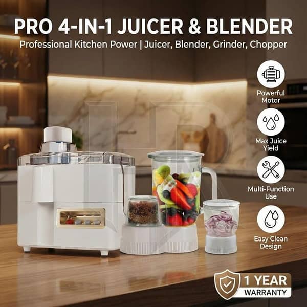 Juicer Blender Machine 3-in-1 / 4-in-1 – Juicer, Blender, Grinder & Chopper by [Brand] (Model) for Home Use