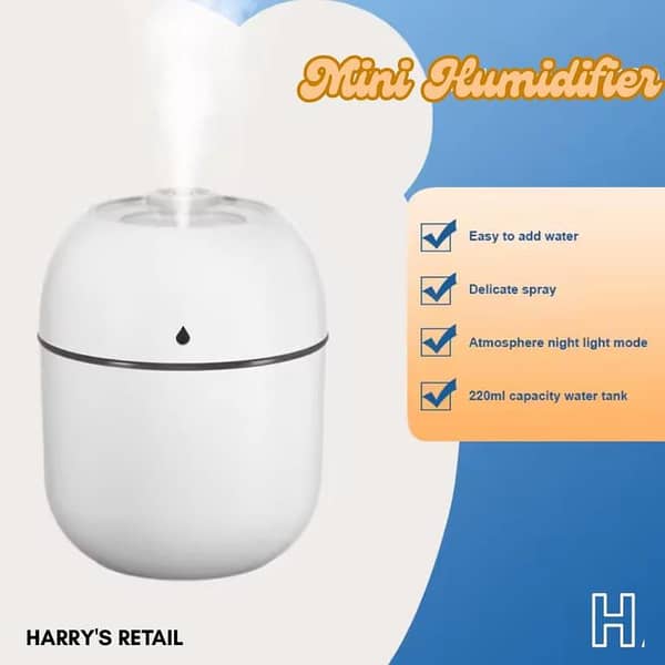 Mini Humidifier, USB Diffuser and Aromatherapy Mister (Random Color) — Portable Ultrasonic Night Light