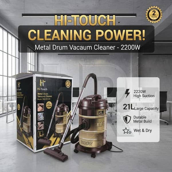 Hitachi CV-950F / RM-DVC21B Drum Vacuum Cleaner, 2200W, 21L Capacity, Vacuum + Blower, 360° Mobility