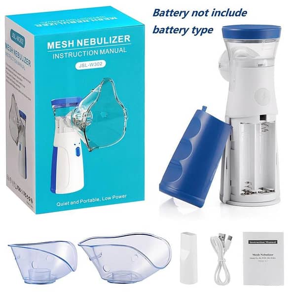 Mesh nebulizer – Portable Mesh Nebulizer Machine JSL-W302 – Asthma inhaler – Rechargeable & Battery Operated Inhaler for Adults & Kids – Quiet & Lightweight Handheld Nebulizer for Asthma, Cough, Cold, Bronchitis, Allergies, Sinus, COPD – Travel Friendly