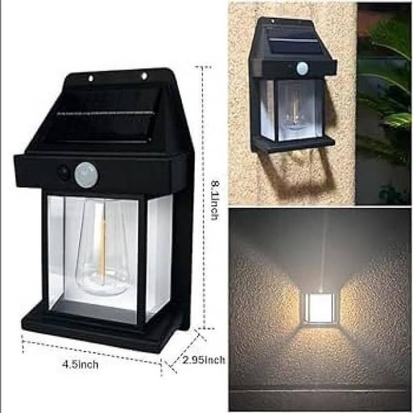 Solar Lamp – Solar Wall Light with Motion Sensor – Outdoor Waterproof LED Solar Lamp for Home, Garden, Balcony & Gate | Automatic PIR Sensor Security Light | Energy Saving Solar Powered Wall Mounted Light for Outdoor Use