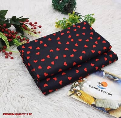 Stylish 2 Pcs Womens Unstitched Printed Suit