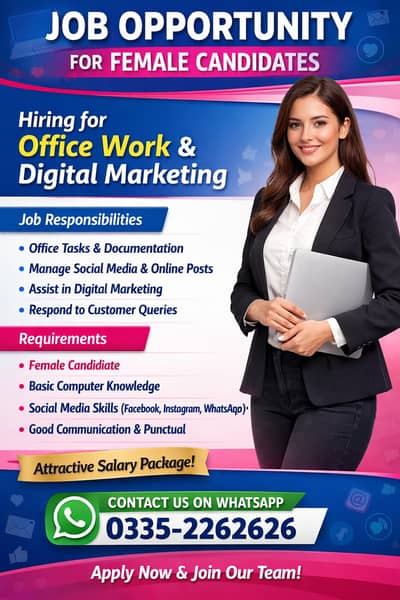 Female Staff Required || Female Jobs || Marketing Jobs || Female only