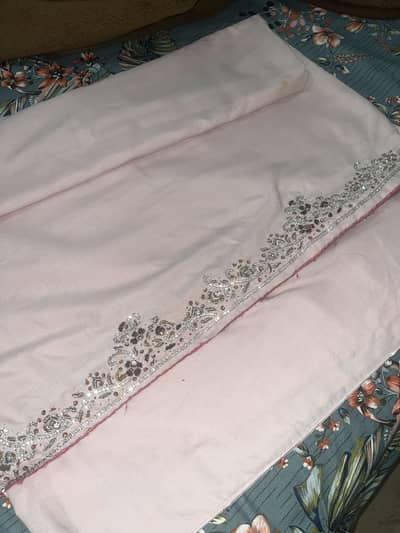 Embroided pink handmade bridal shawl