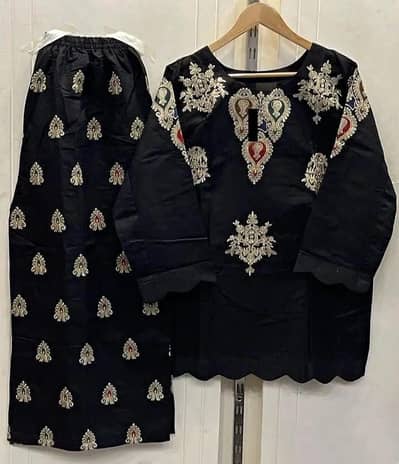 2pcs women stitched cotton embroidered shirt and trouser