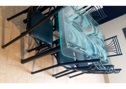 Iron Rod Dining Table 6 chairs