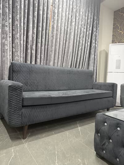 Luxury Grey 3 Seater Sofa Set (2 Pieces) with 1 x 1 meter center table