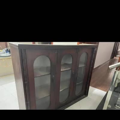 Solid Wood Crockery Showcase / Glass Cabinet