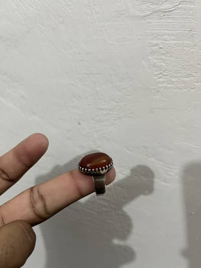 Mens Silver Ring(Aqeeq Stone)