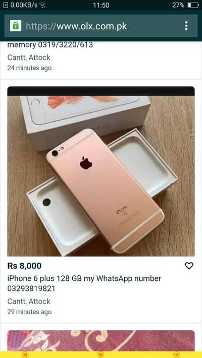 Iphone 6 s puls 128 GB my WhatsApp number 0324-12-95-120