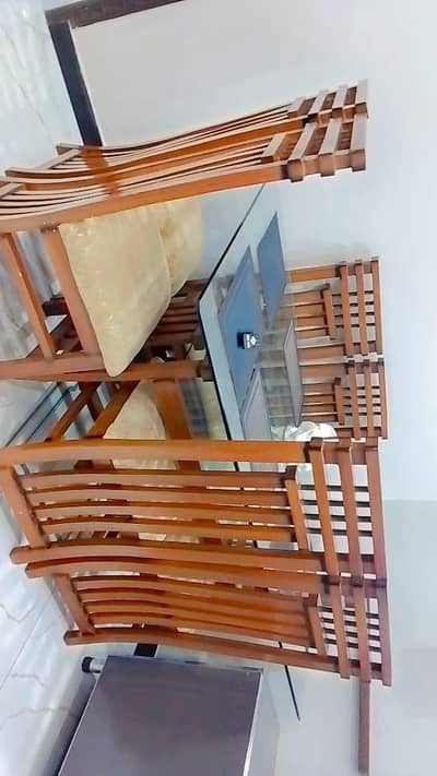 pure wooden Dining table with six chairs.