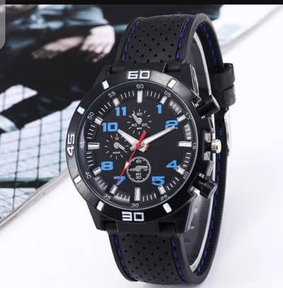 Fashion trendy men watch casual silicon quartz racing watch