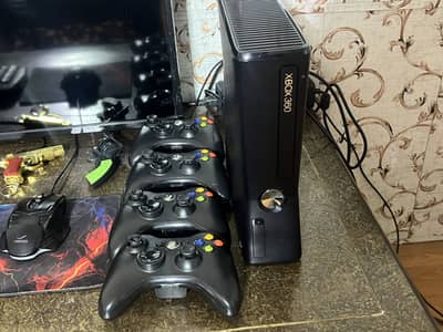 Xbox 360 slim model black color 5 original controller Kinect sensor