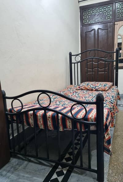 iron bed with mattress