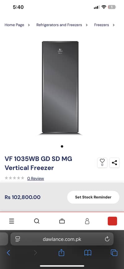 Dawlance vertical freezer