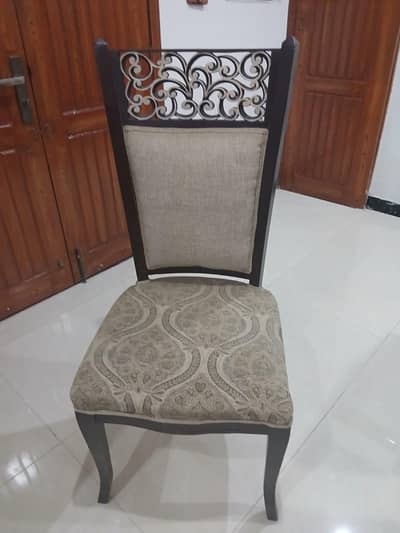 6 seater pure chiniot wood Dining Table with 10mm Glass Top