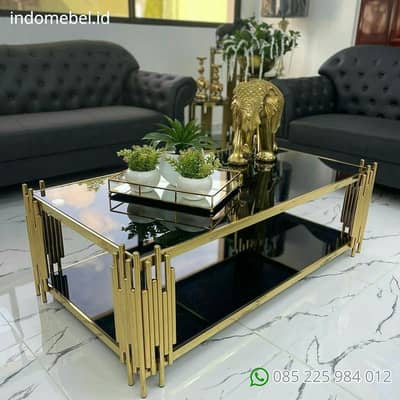  Coffee Table 24x42 – Strong Iron Frame with Wooden Marble Sheet To