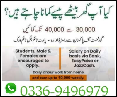 boys/girls online job availabil part time assignment work