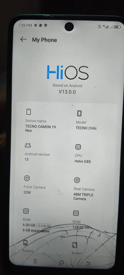 tecno camon 19 neo 6+6/128gb