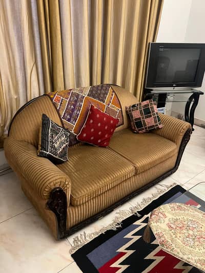 7 seater wooden Sofa + 2 seater sofa Available