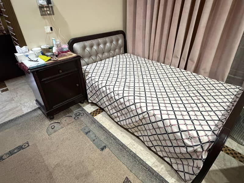 Pair Of Single bed set _ Bed With 2 Side Table And Mattress 0