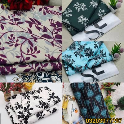 || 2 PCs Women Unstitched Suit ||