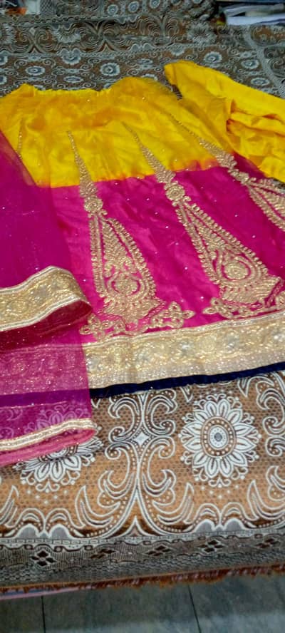 lehnga pink and yellowcolrour main