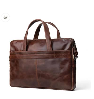 Vintage Tan Slim Leather Laptop Bag - Unisex