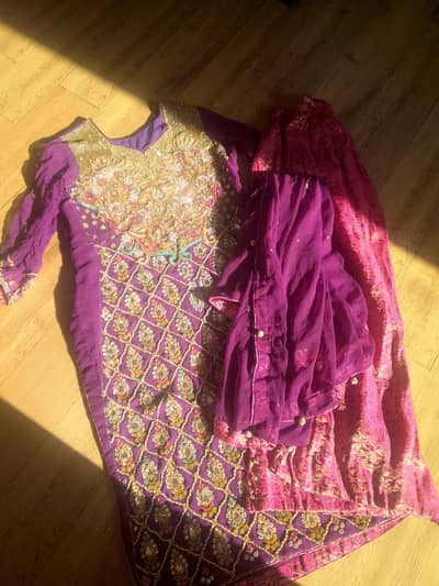 purple embroidered handmade 3pc suit