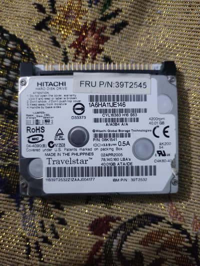 HITACHI (HDD) 1A6HA11JE146, 40.01GB, 4200rpm.
