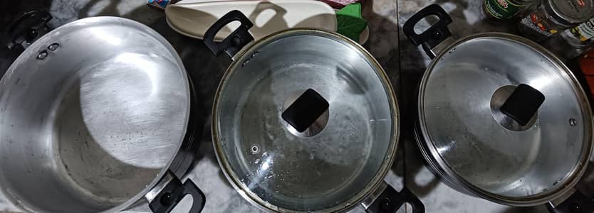 Cookware set 3 pieces cooking pot