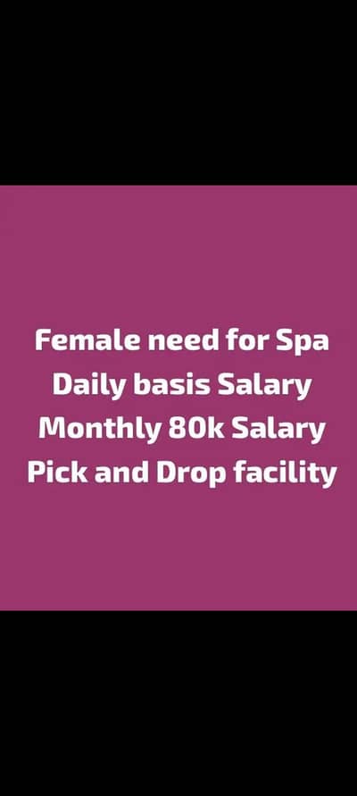 Female staff required for soudia arab spa