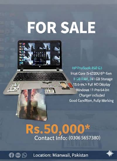 Hp laptop core i5 , 6 generation