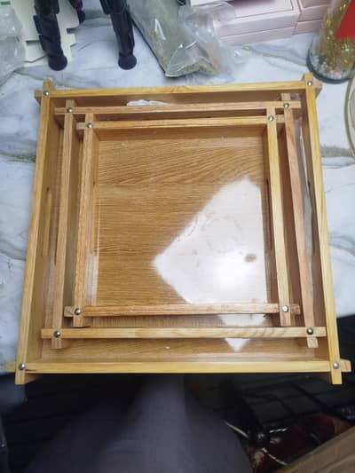 Set Of 3 wooden Serving Trays. tea Trays pack of 3 sizes