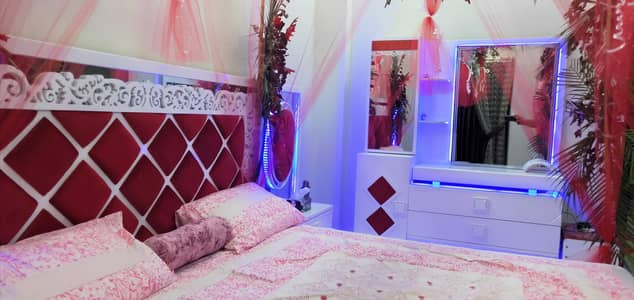 Wedding bed set with dressing and couple wardrobe