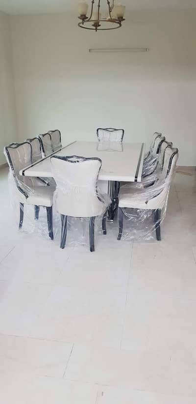 8 seats dining table with marble top