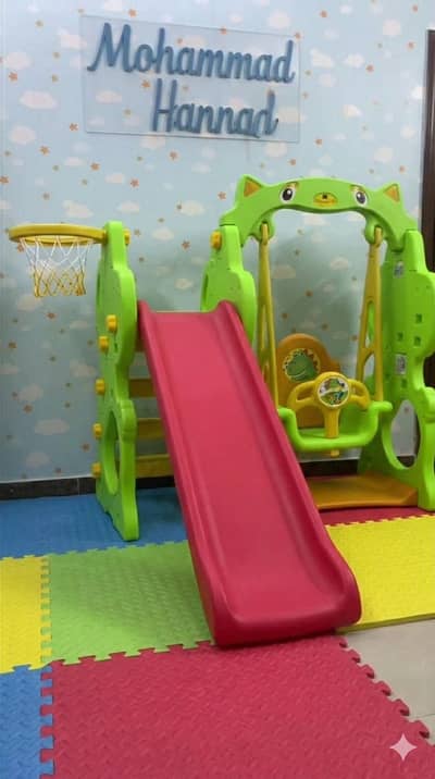 Kids slide swing cupboards and jumper and electric jeep