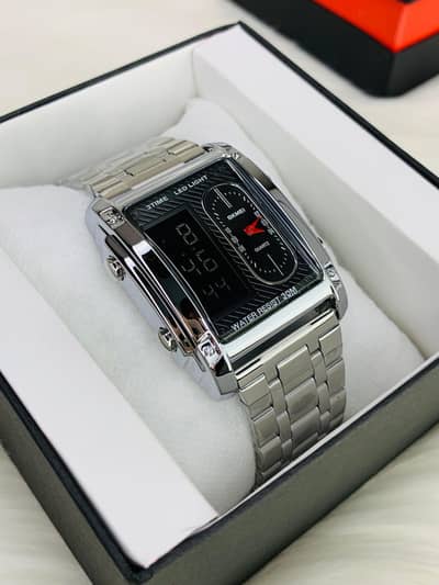 SKMEI 1868 - DUAL TIME UNIQUE DESIGN WATCH FOR MENS