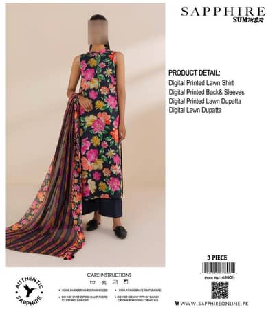 sapphire lawn printed 3 pcs