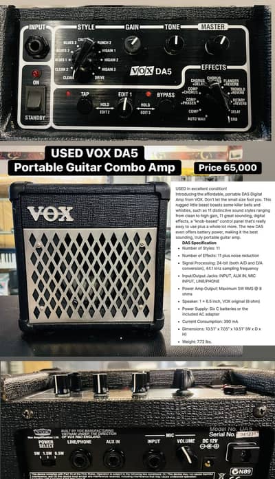 Vox DA-5 Portable Guitar Combo Amplifier/ElectricGuitar/Piano/Keyboard