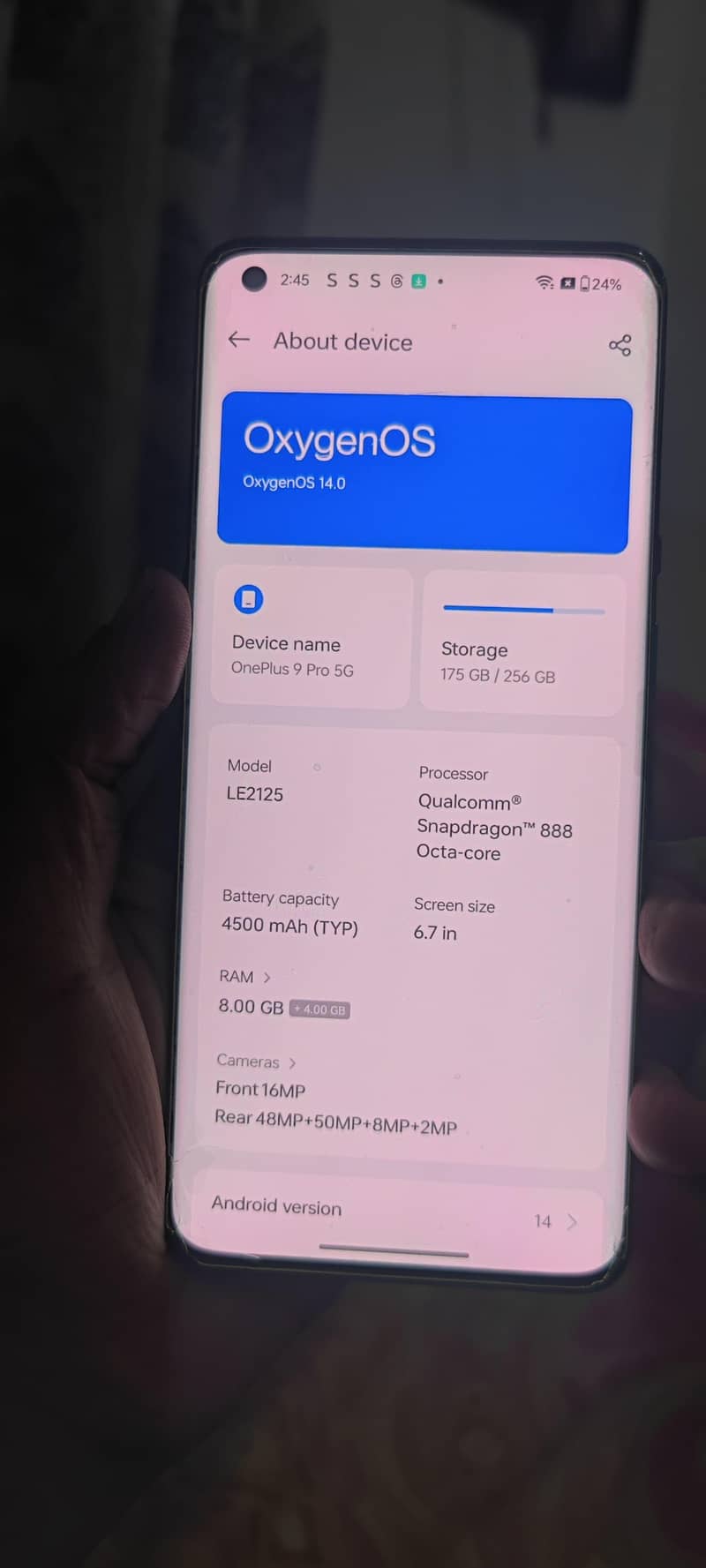 OnePlus 9pro 8 256 gb patch 4