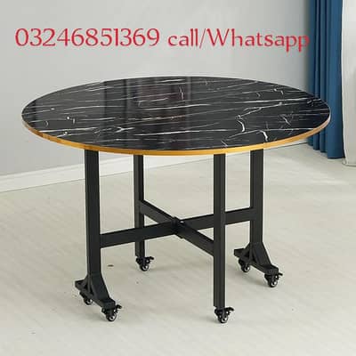 FOLDING HOME DINING TABLE 6 SEATER , LOCKED WHEEL BASE TABLE