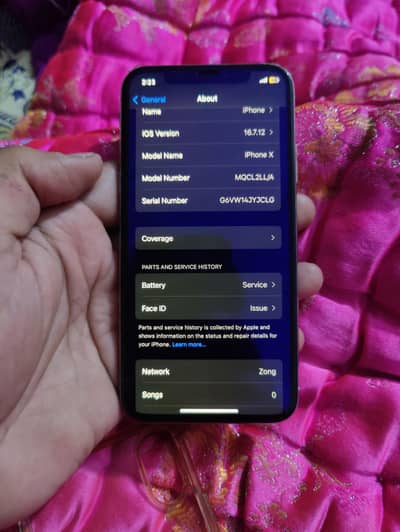 iPhone x pta with box 64gb only face id off and battery service