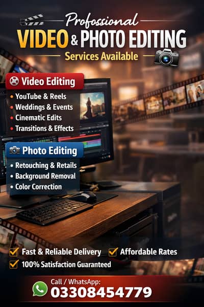 Video Editing & Photo Editing – Affordable Rates