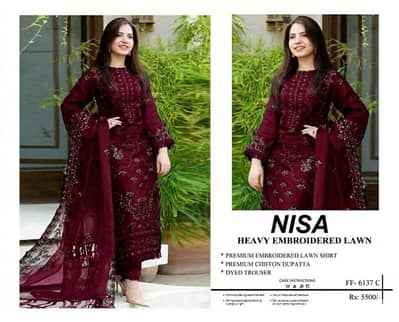 Heavy Embroidered  Lawn