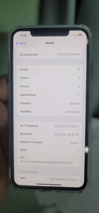 iphone Xs Max 256GB  icloud bypass 0/3/2/2  4/3/9/5/7/6/0